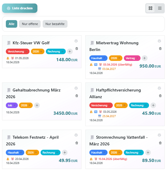 Dokumente verwalten