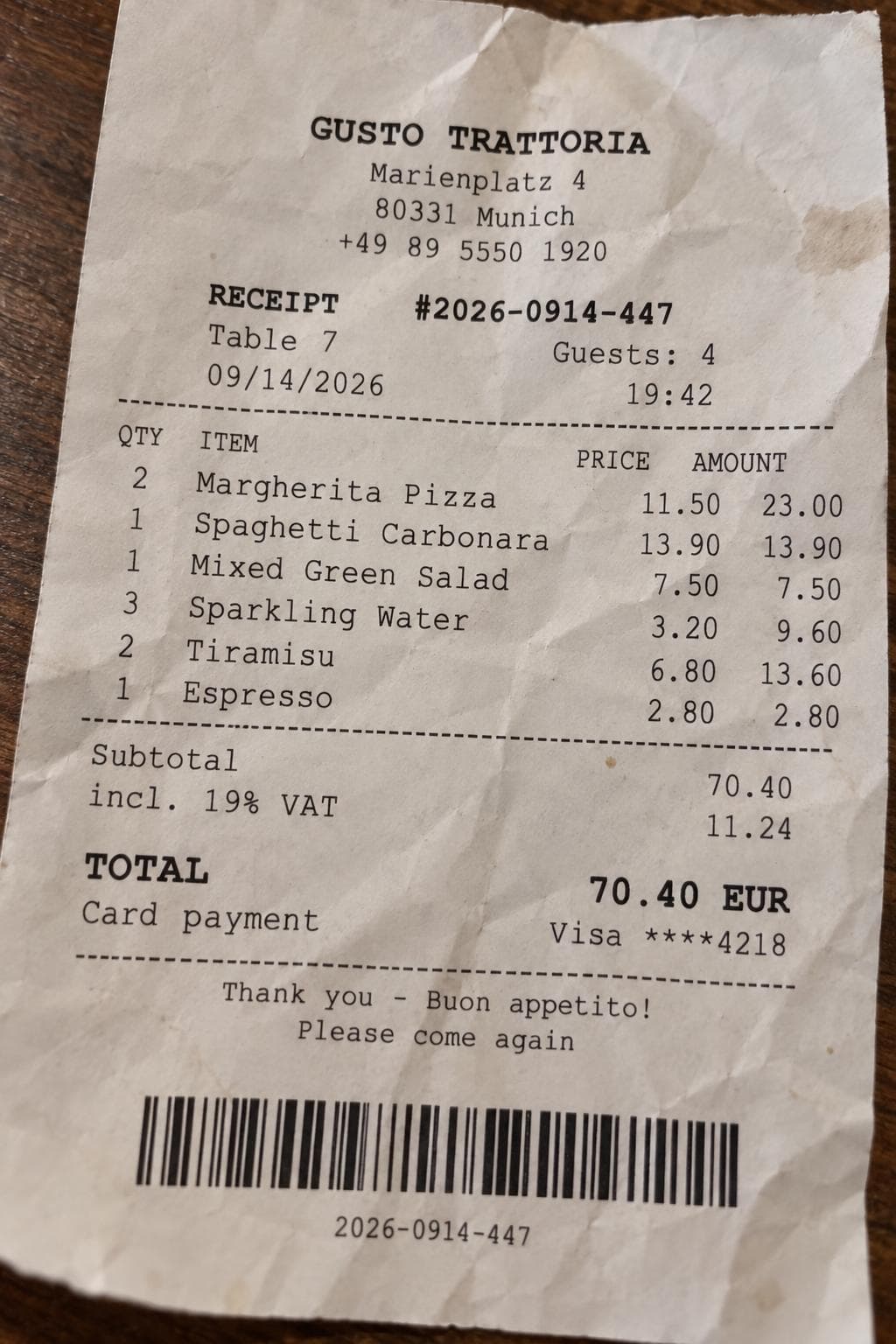 Receipt being scanned
