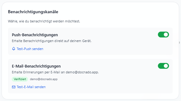 Benachrichtigungskanäle