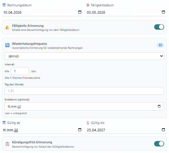 Serienfälligkeit und Kündigungsfrist