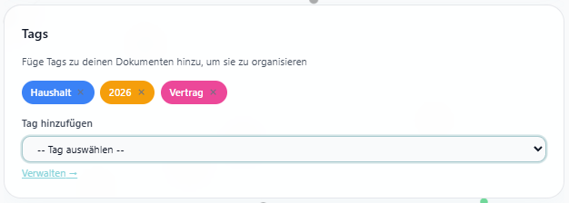 Tags einem Dokument zuweisen