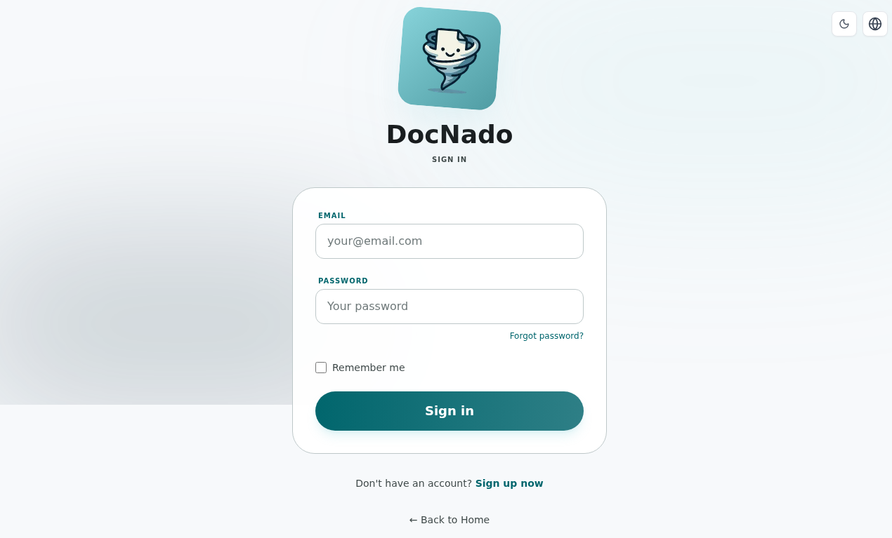 Login page