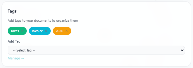 Assign tags to a document