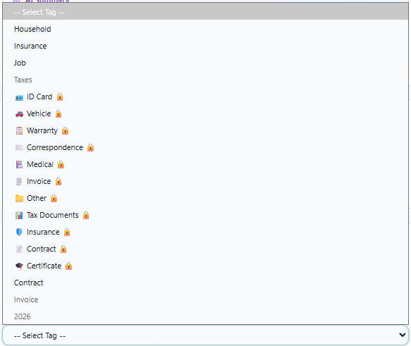 Select available tags